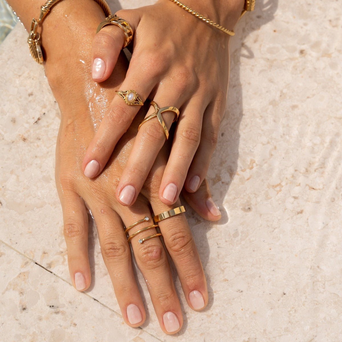 Square Anatomical Wedding Band Plated in 18K Gold