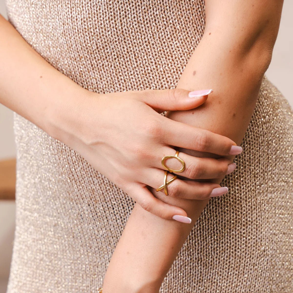 Abstract Ring with Organic Contour, 18K Gold Plated