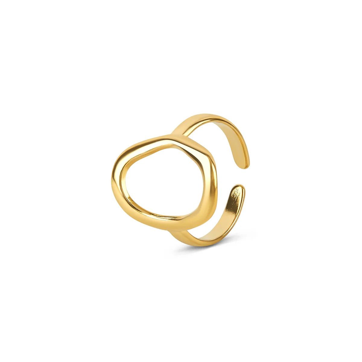 Abstract Ring with Organic Contour, 18K Gold Plated