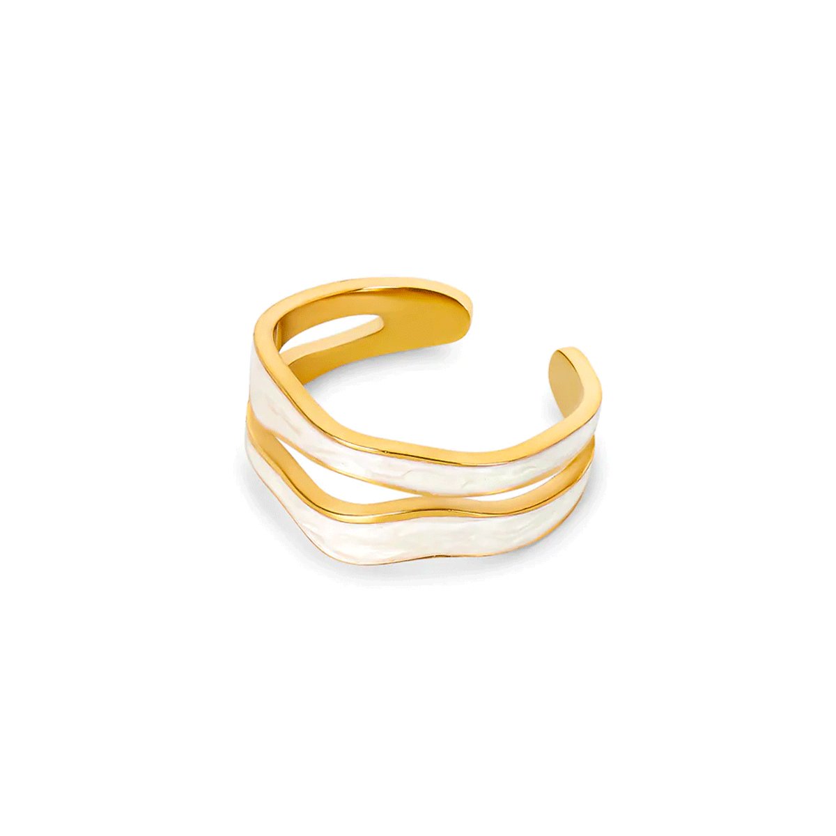 Abstract Mother-of-Pearl Adjustable Ring with 18k Gold Plating