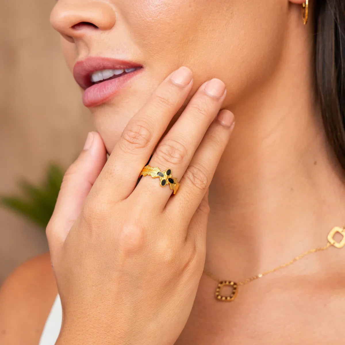 Blossom Adjustable Ring Plated in 18K Gold