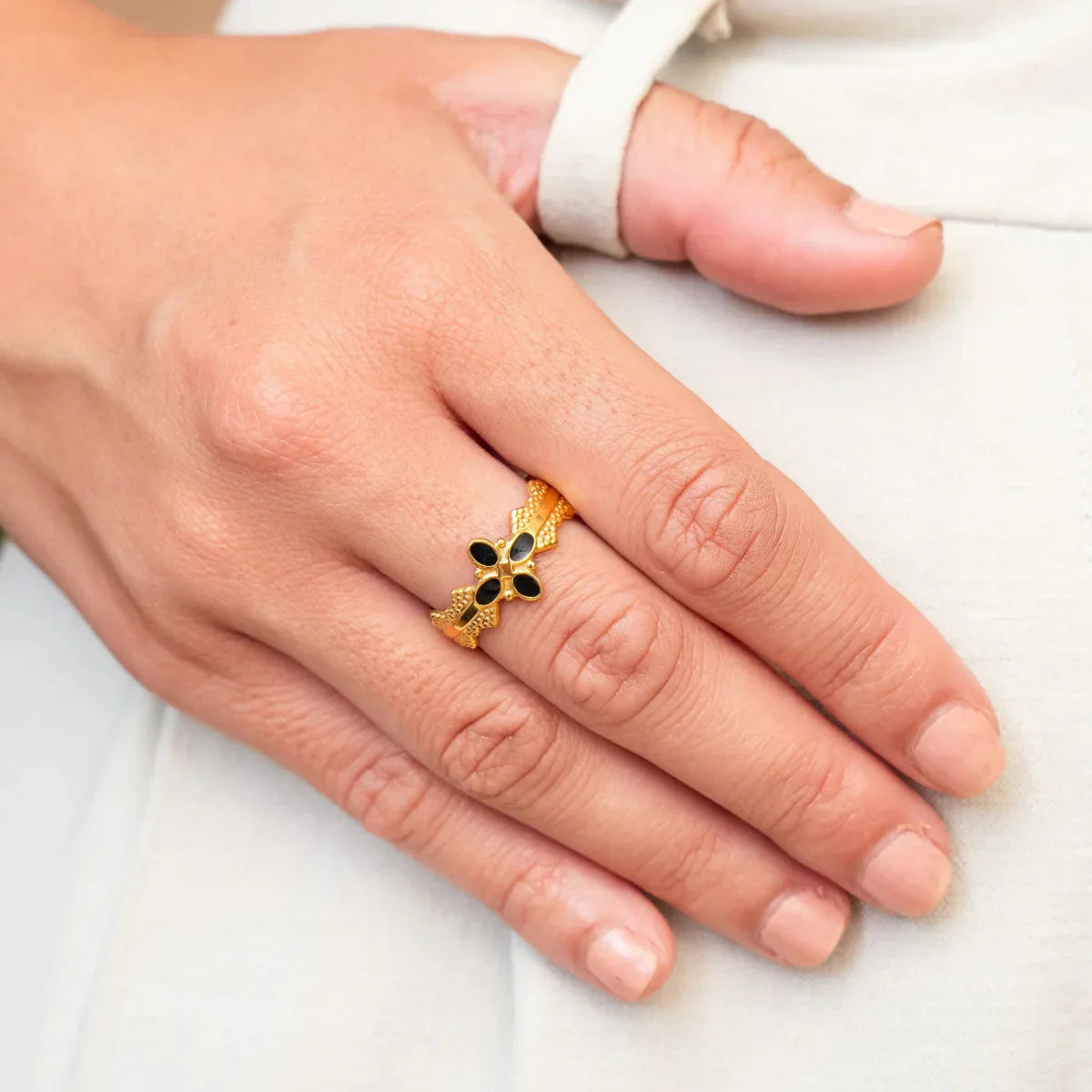 Blossom Adjustable Ring Plated in 18K Gold