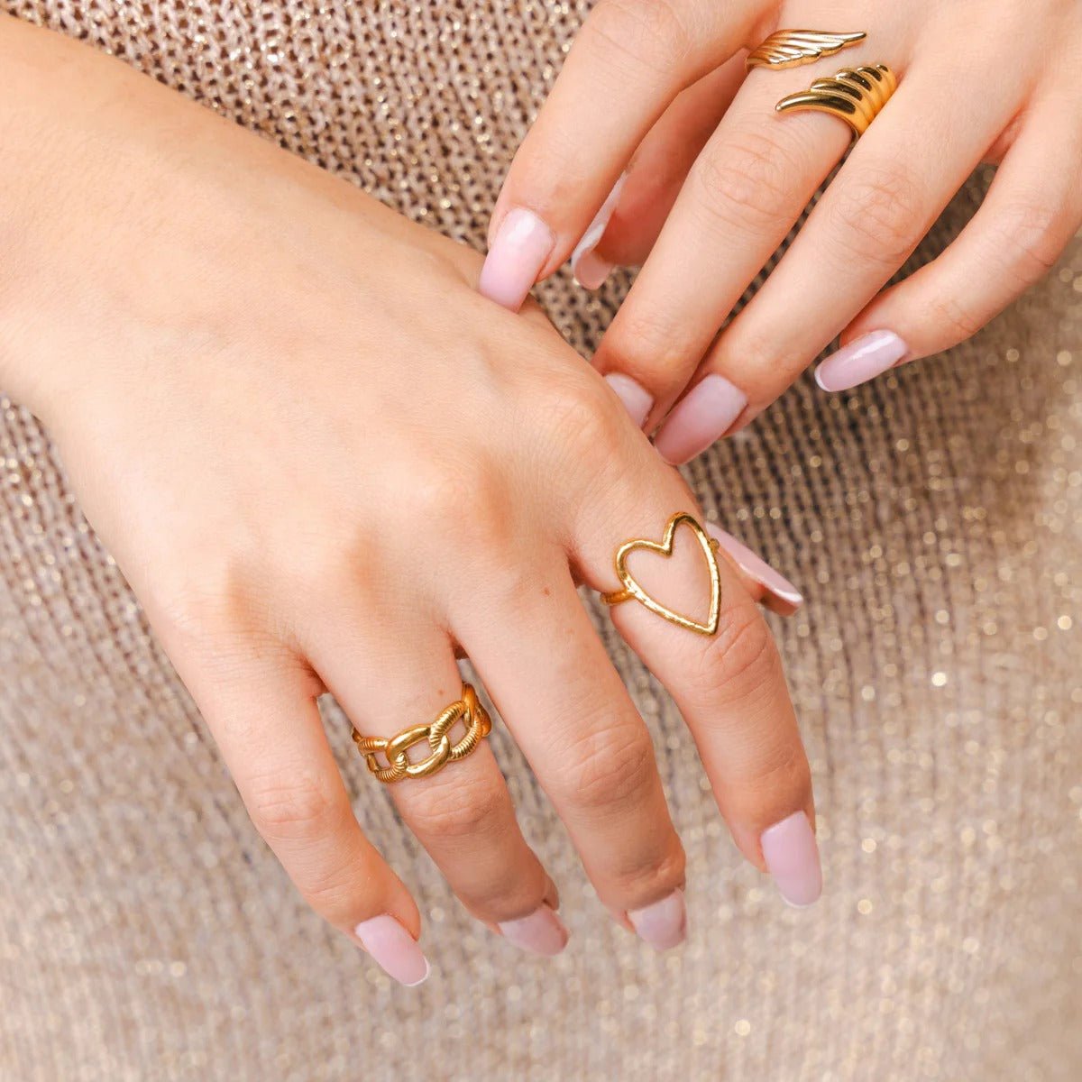 Wings of Freedom Adjustable Ring Plated in 18K Gold