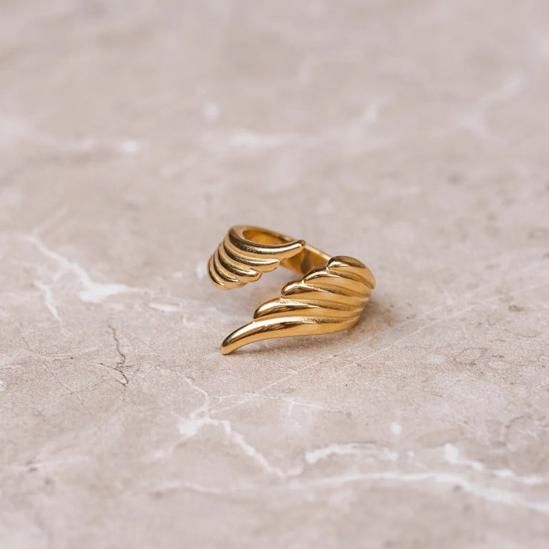 Wings of Freedom Adjustable Ring Plated in 18K Gold