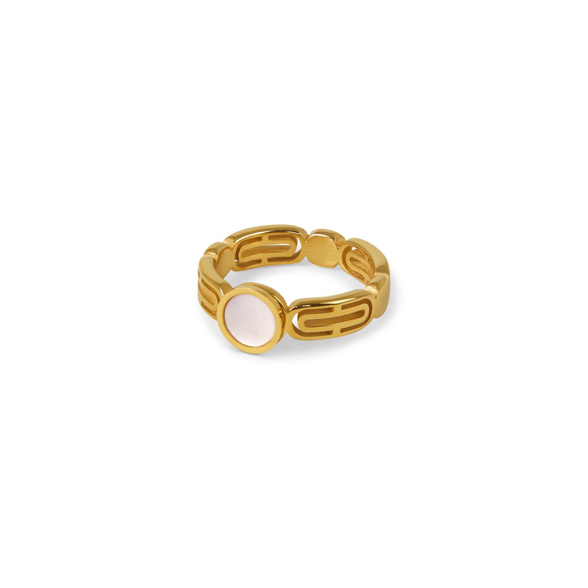 Athena Ring with Mother-of-Pearl Stone, 18K Gold Plated