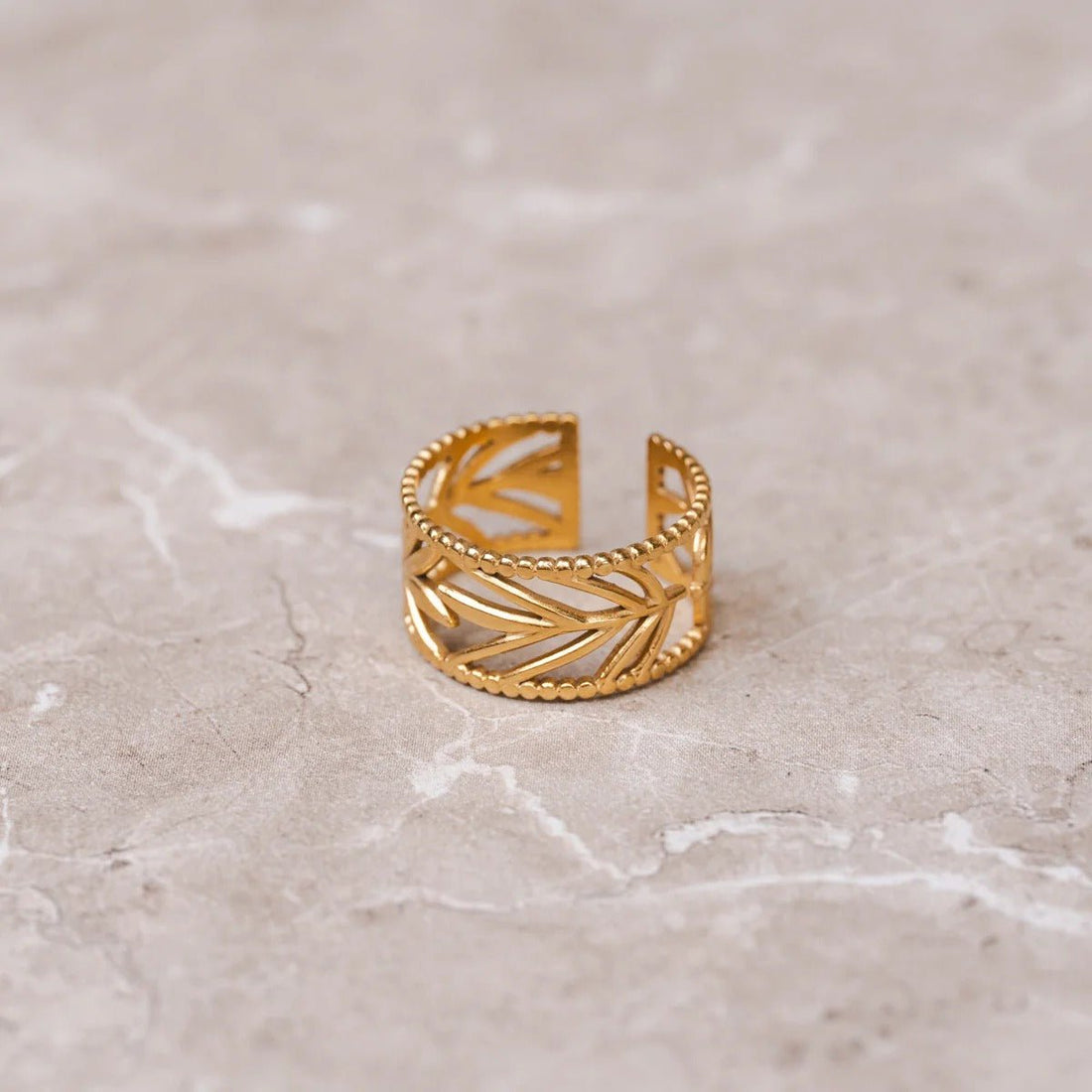 Adjustable Botanical Ring Plated in 18K Gold