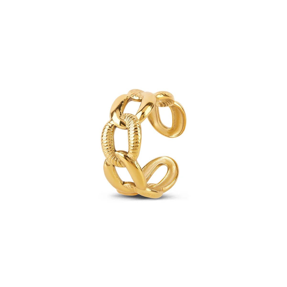 Bold Adjustable Chain Ring Plated in 18K Gold