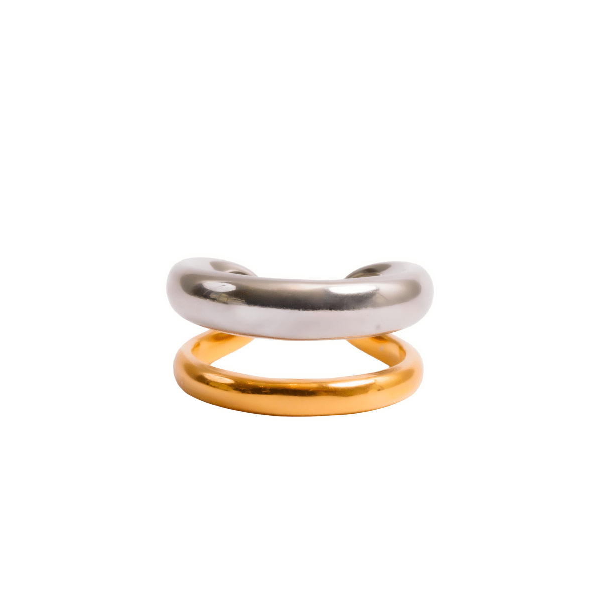 Duality Adjustable Ring with a Mix of Gold and Silver Plating