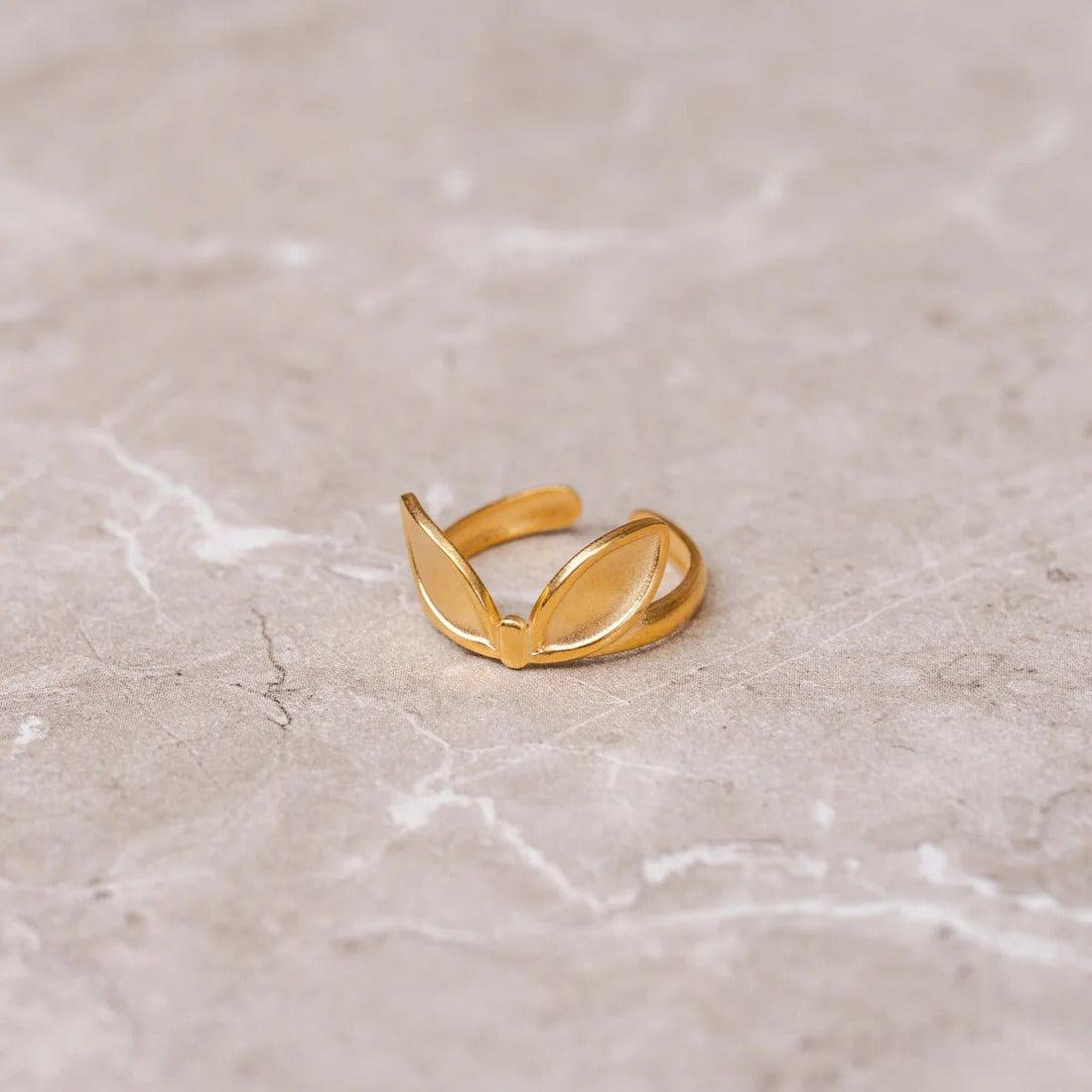 Adjustable Leaf Ring Plated in 18K Gold