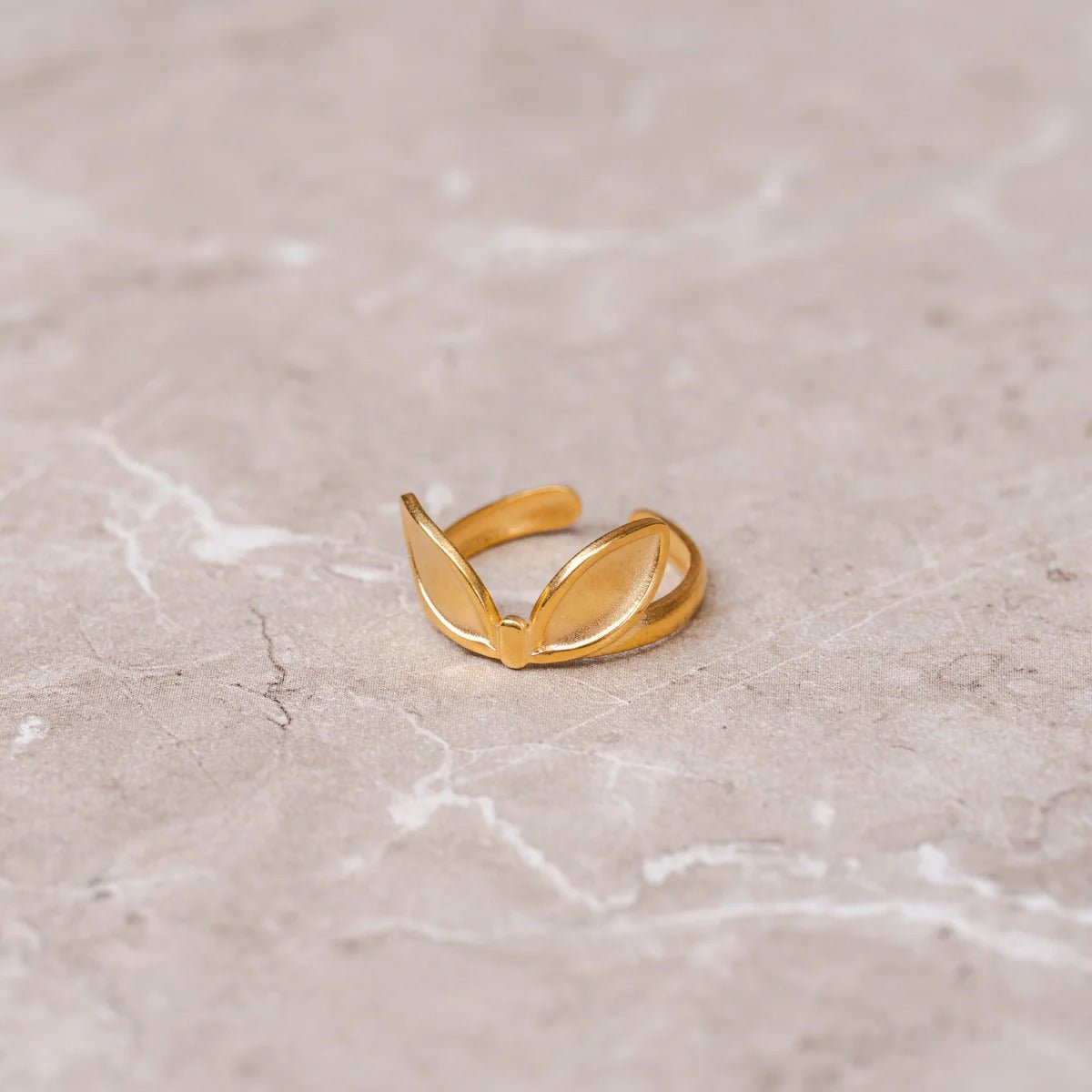 Adjustable Leaf Ring Plated in 18K Gold