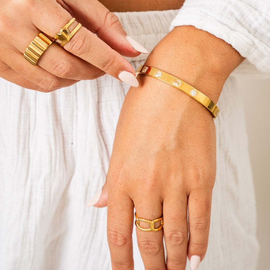 Adjustable Link Ring Plated in 18k Gold