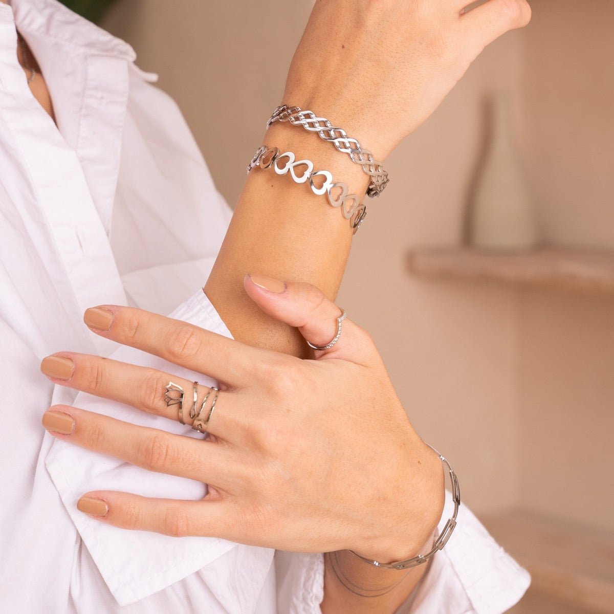 Adjustable Greek Eye Ring - Silver