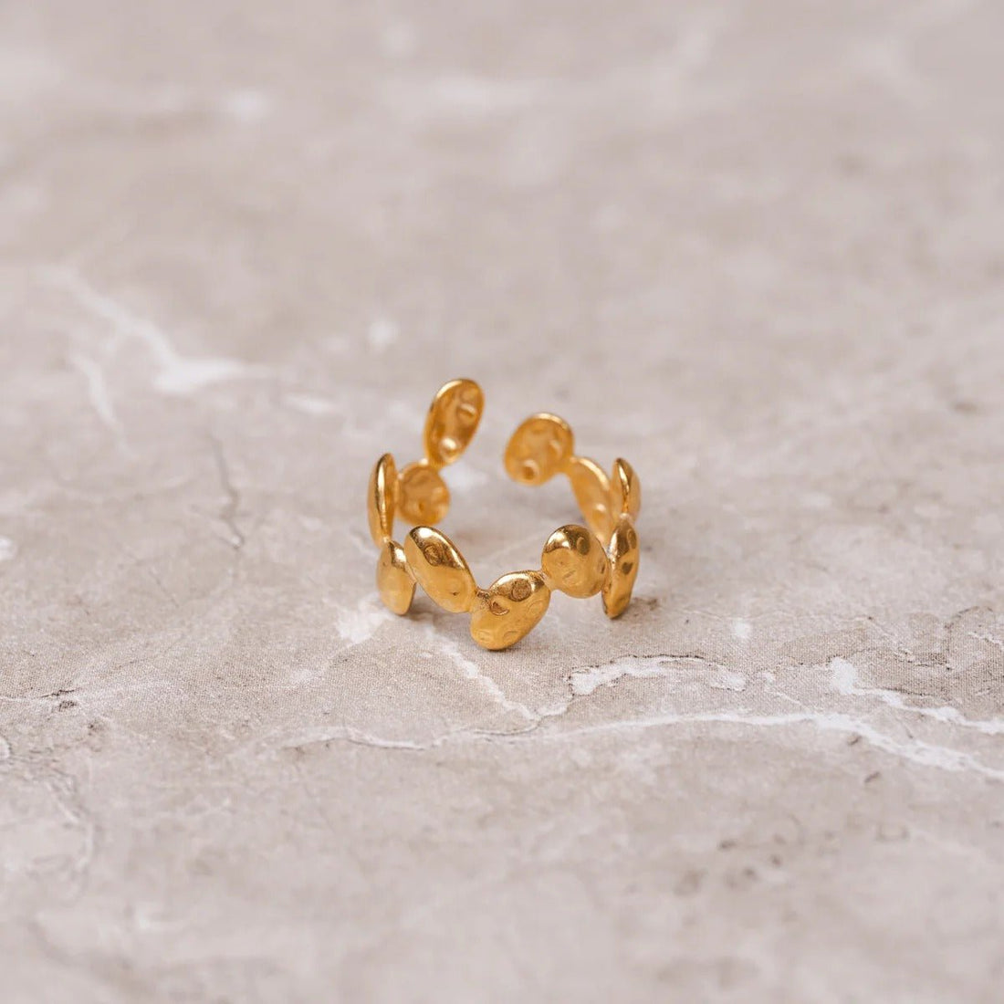 Adjustable Textured Organic Ring Plated in 18K Gold