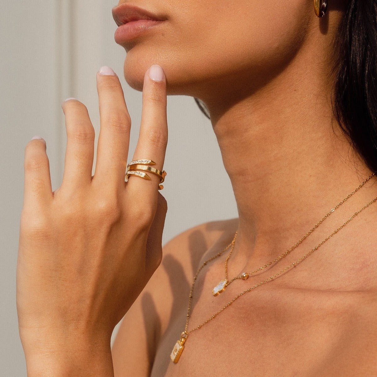 18K Gold Plated Nail Ring with Points