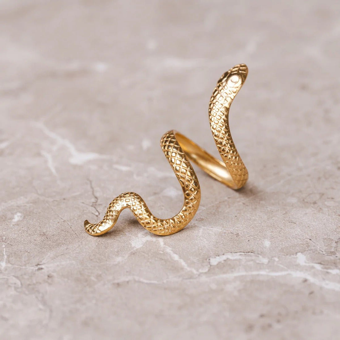 Adjustable Snake Ring Plated in 18K Gold