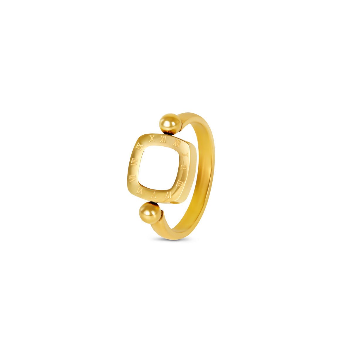 18k Gold Plated Rotating Square Charm Ring