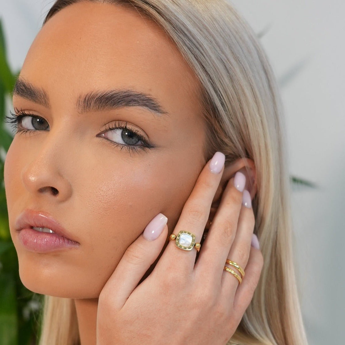 18k Gold Plated Rotating Square Charm Ring