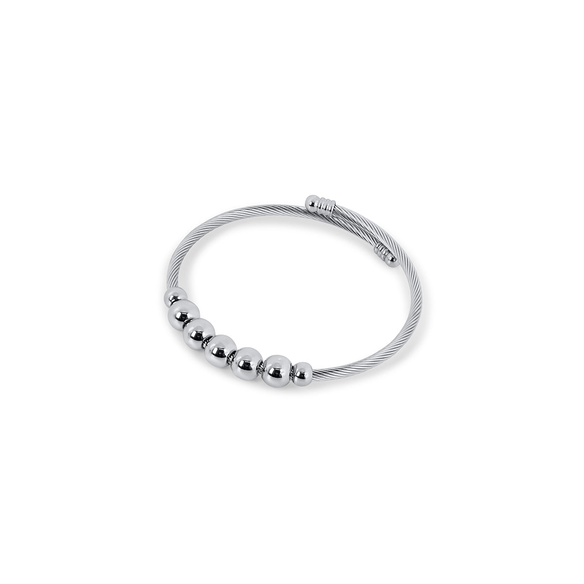 Adjustable Anti-stress Bracelet with Beads - Silver