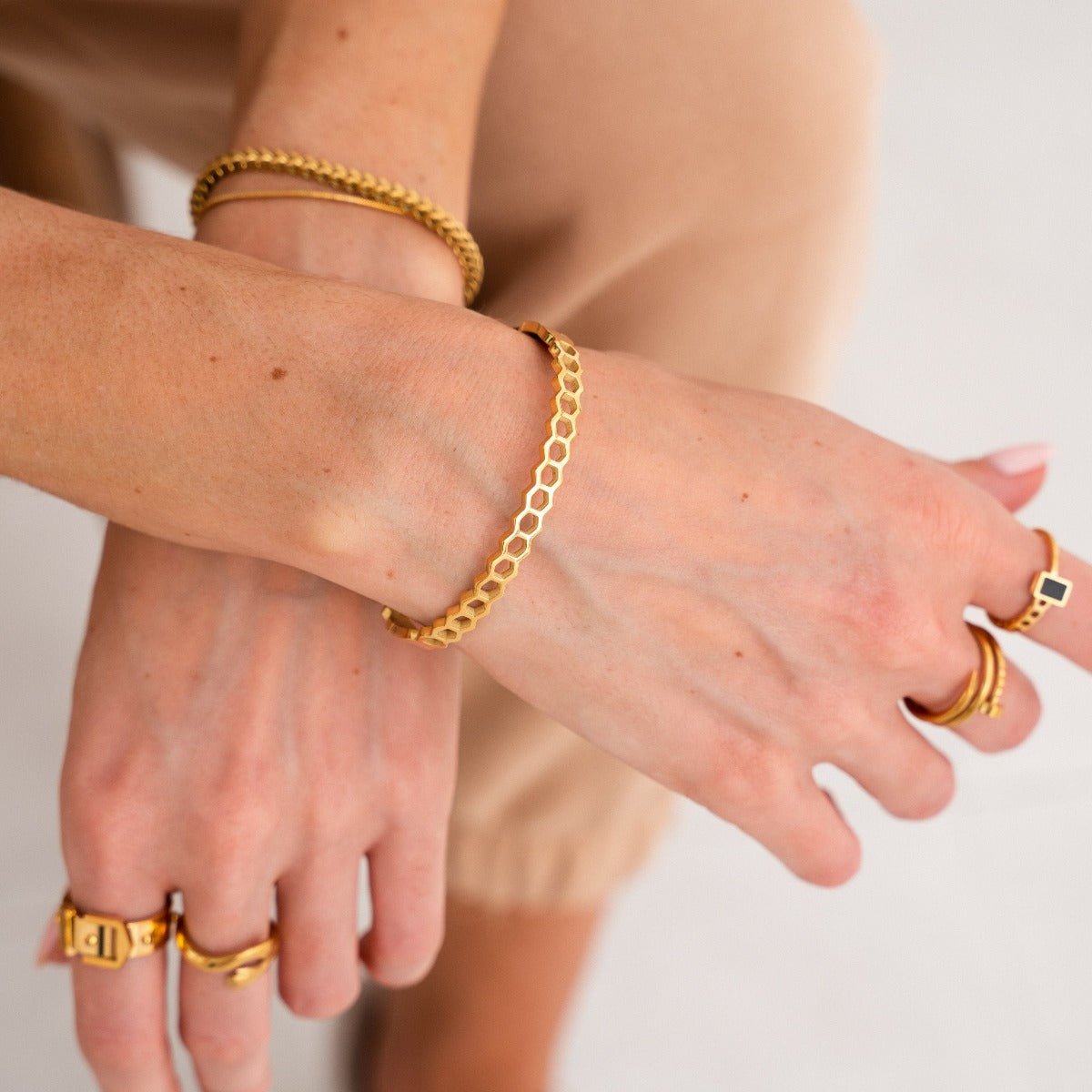 Honeycomb Bracelet Plated in 18K Gold