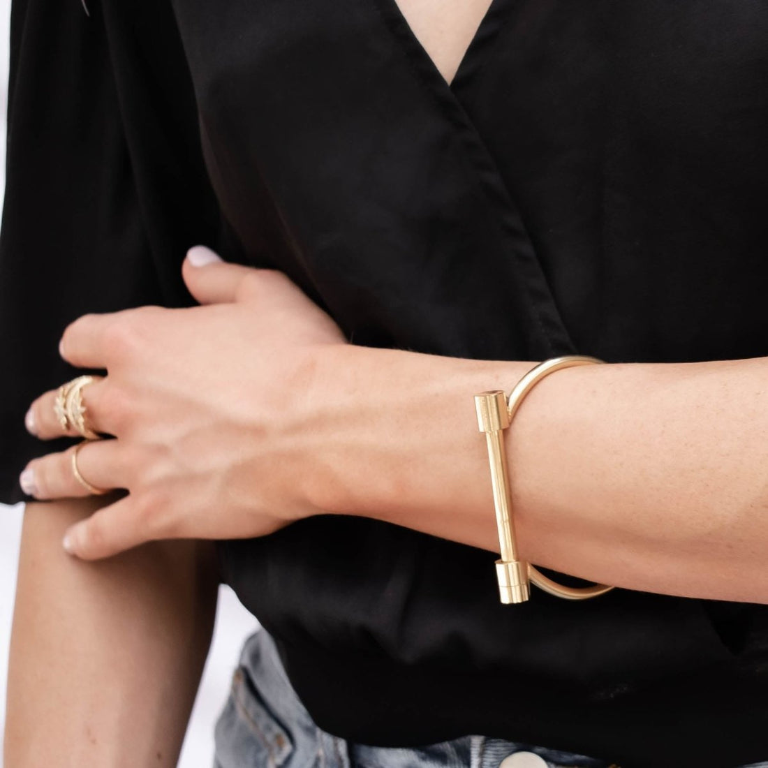 18K Gold Plated Screw Cuff Bracelet