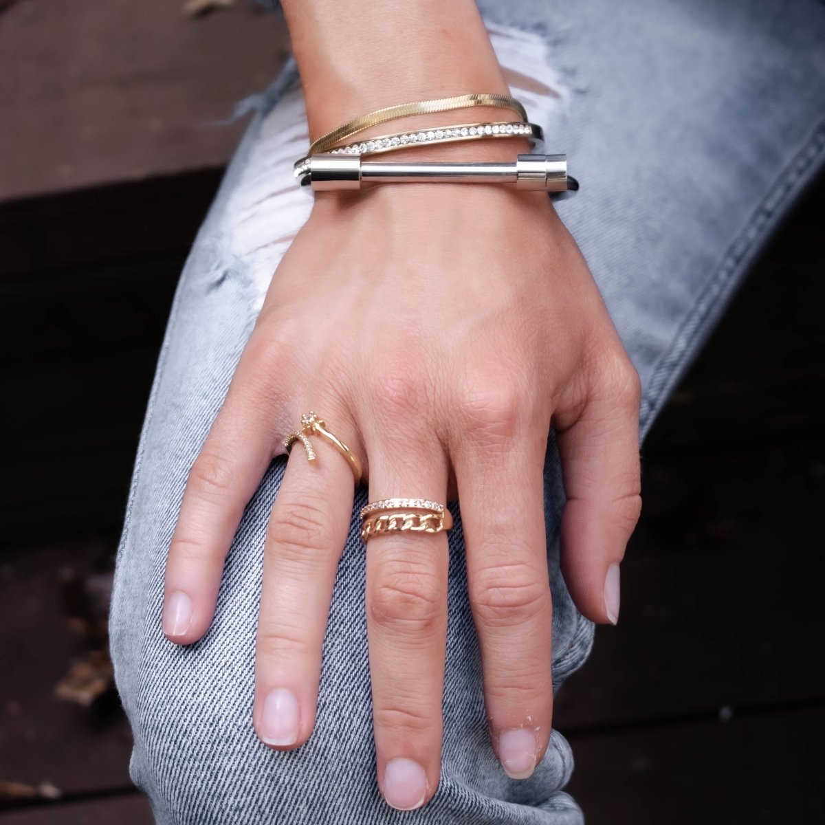 Screw-on Cuff Bracelet - Silver