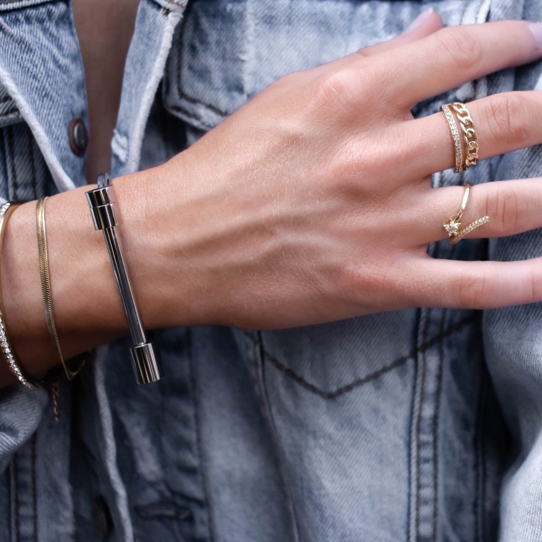 Screw-on Cuff Bracelet - Silver