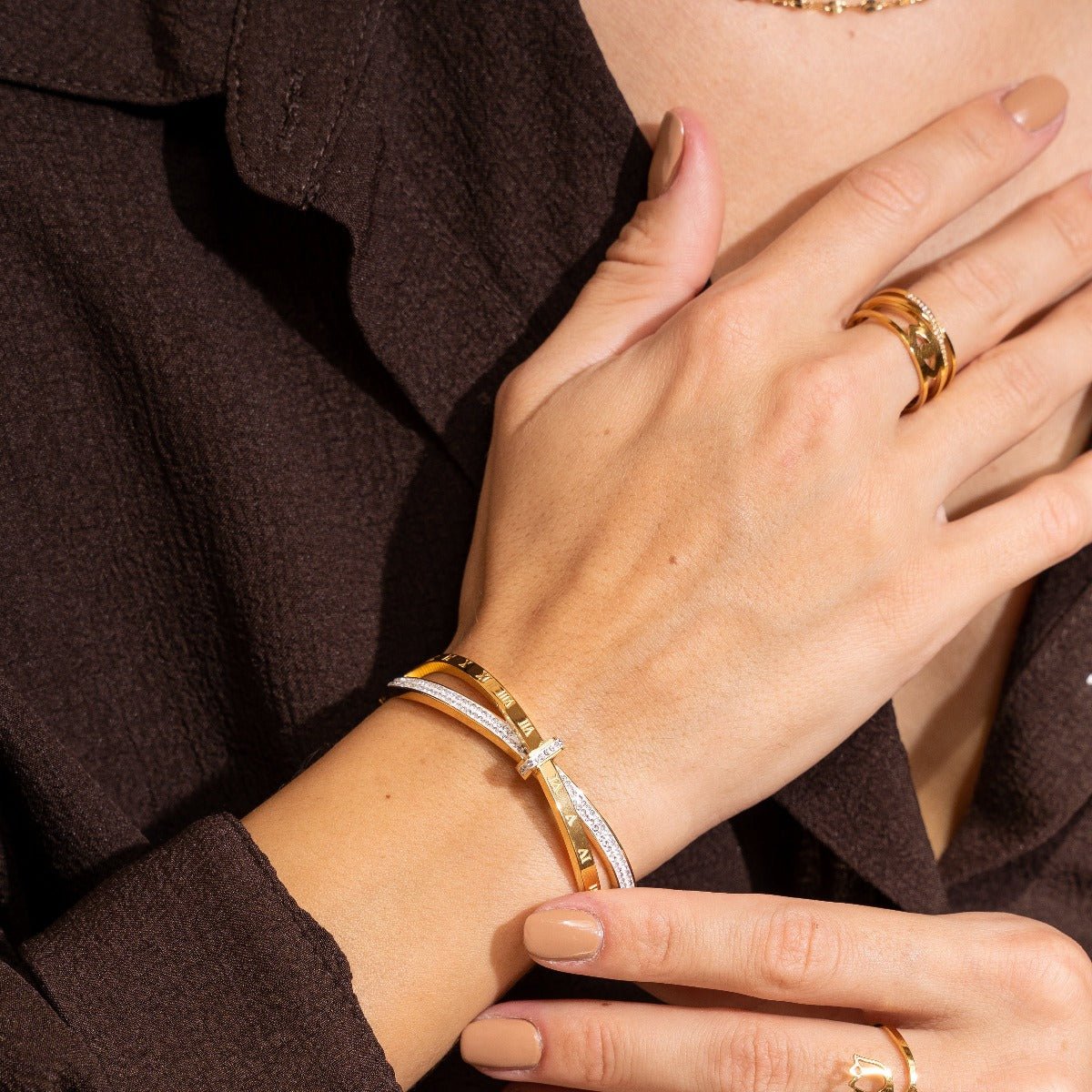 Roman Zirconia Bracelet Plated in 18K Gold