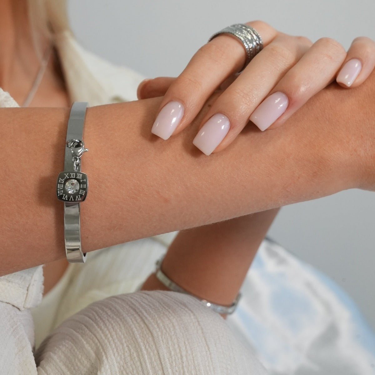 Square Charm Bracelet - Silver