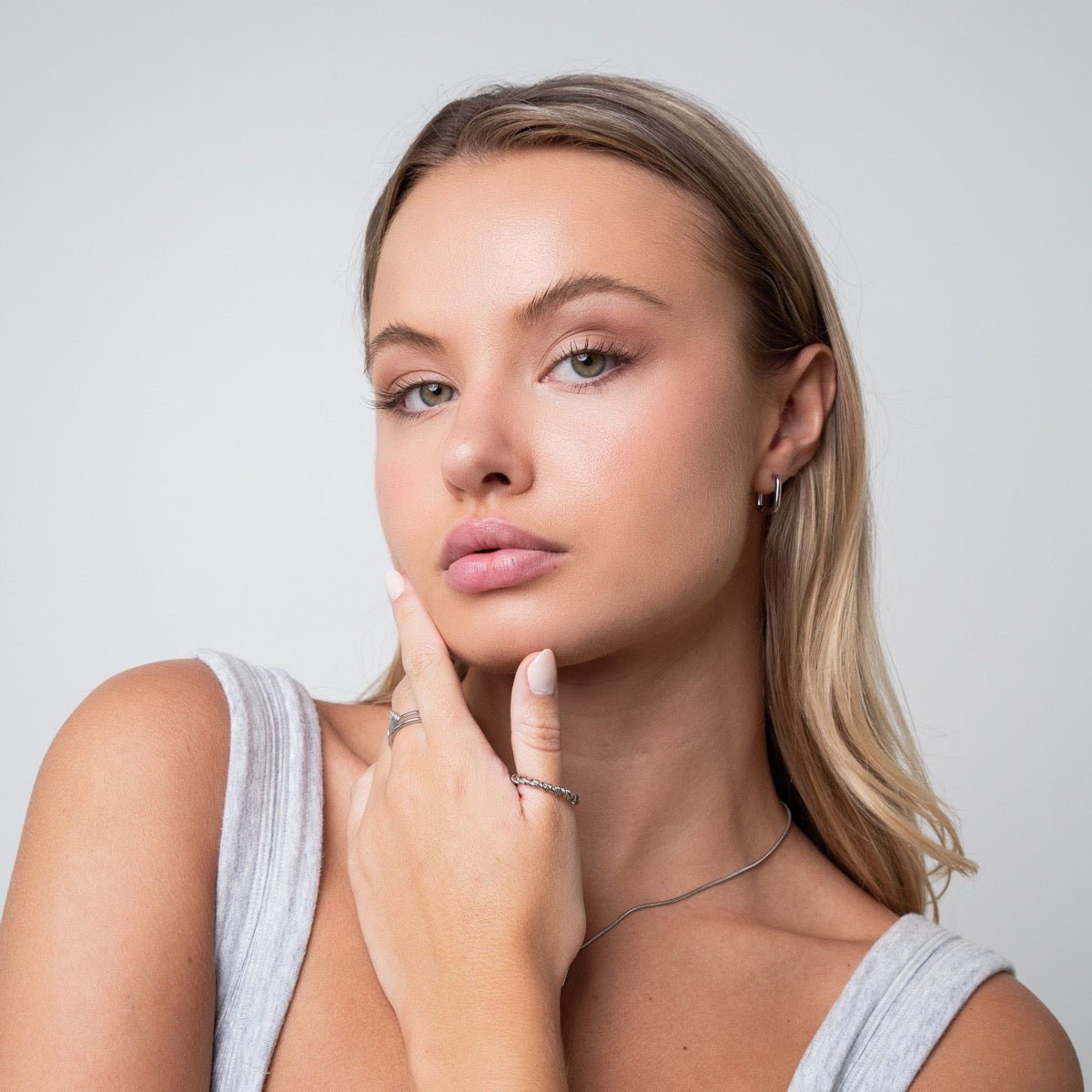 Square Hoop Earrings - Silver