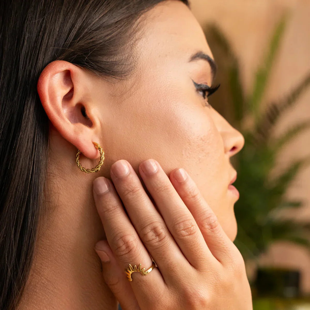 Twist Hoop Earrings Plated in 18K Gold