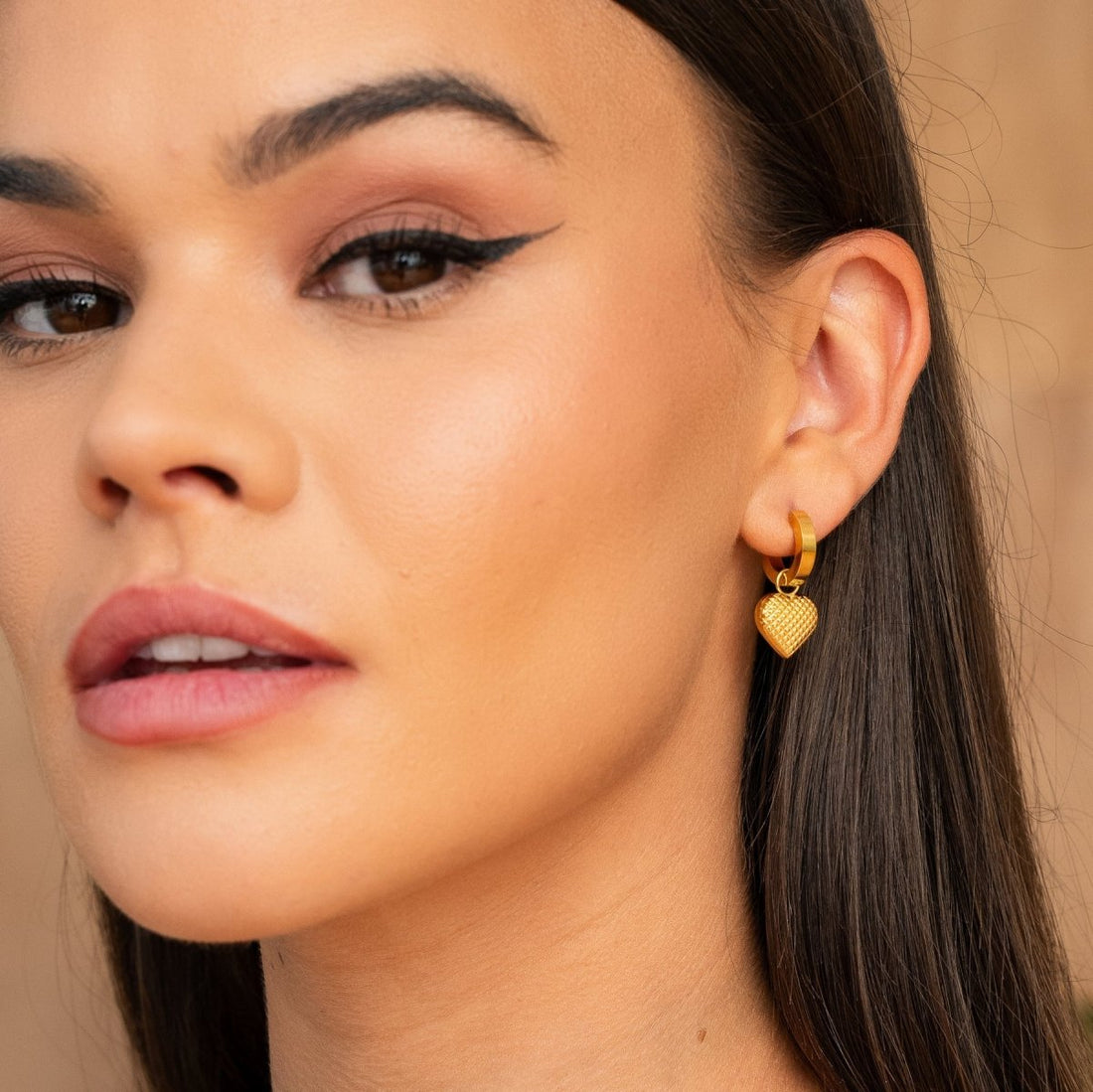 Love Hoop Earrings Plated in 18K Gold