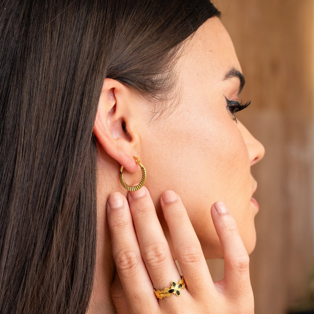 Catania Hoop Earrings Plated in 18K Gold