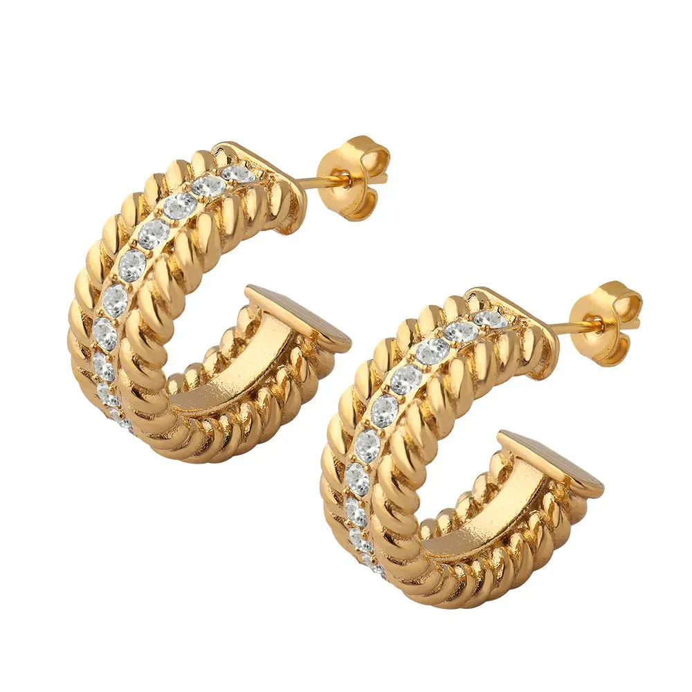 Date Hoop Earrings Plated in 18k Gold