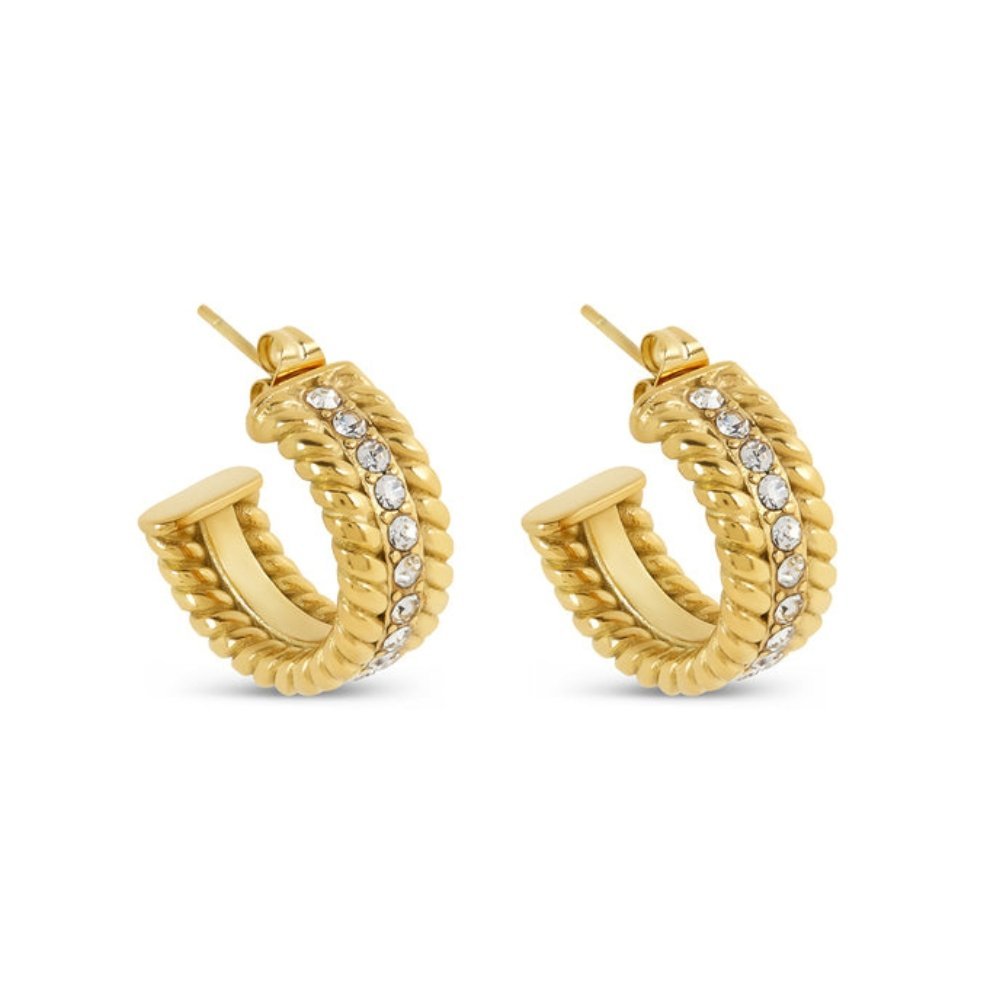 Date Hoop Earrings Plated in 18k Gold