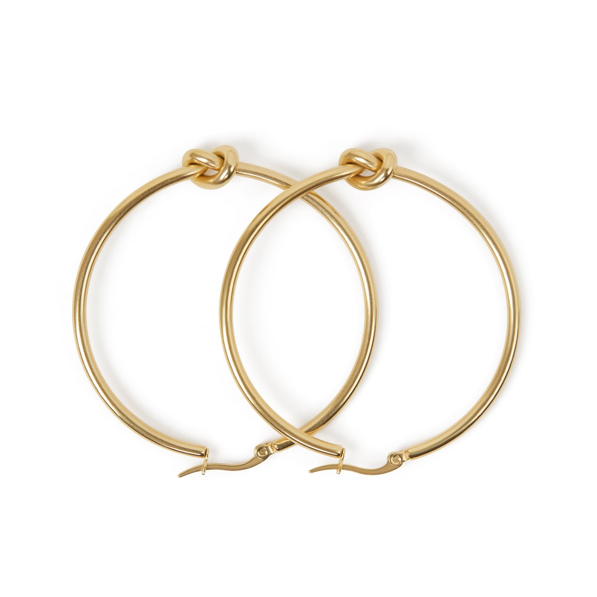 18K Gold Plated Hoop Earrings with Center Knot
