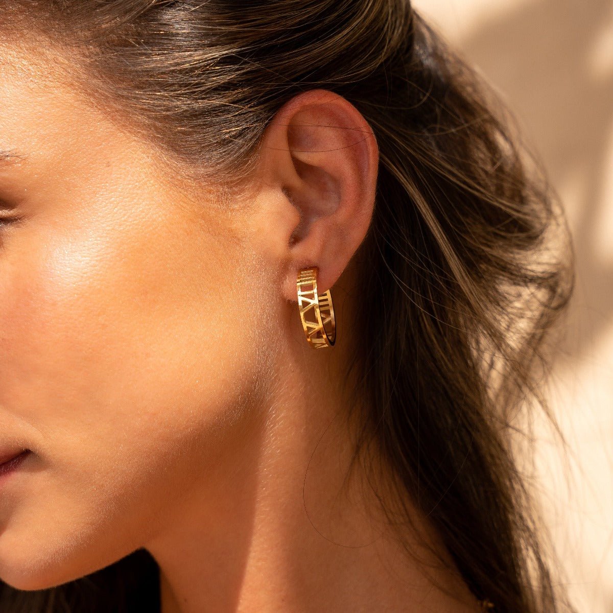 18K Gold Plated Number Hoop Earrings