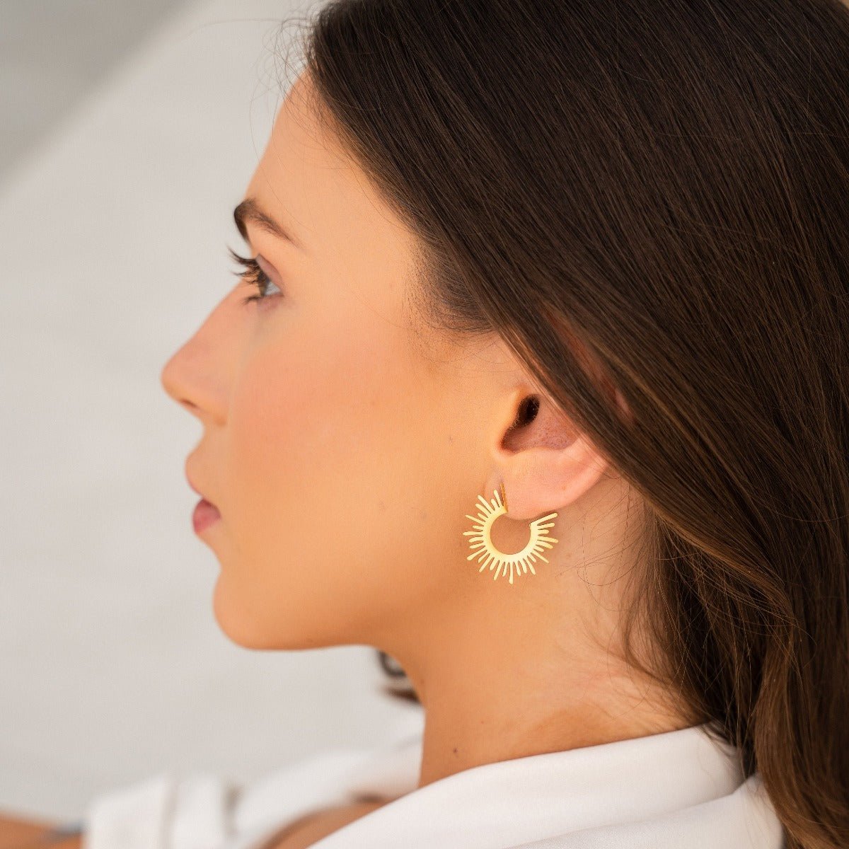 Spike Hoop Earrings Plated in 18K Gold