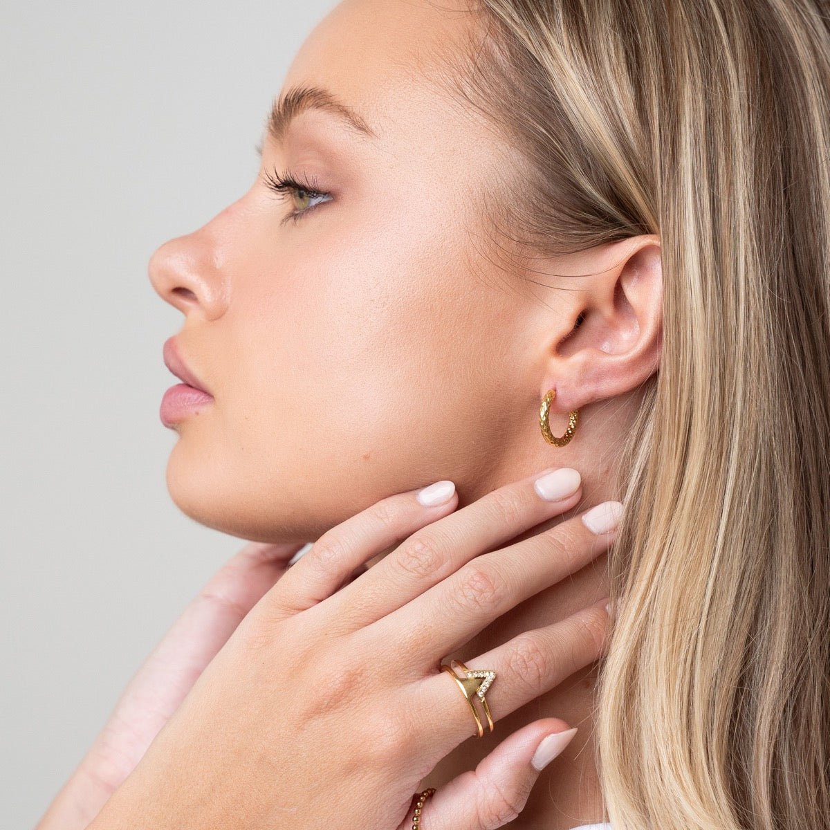 Textured Hoop Earrings Plated in 18K Gold