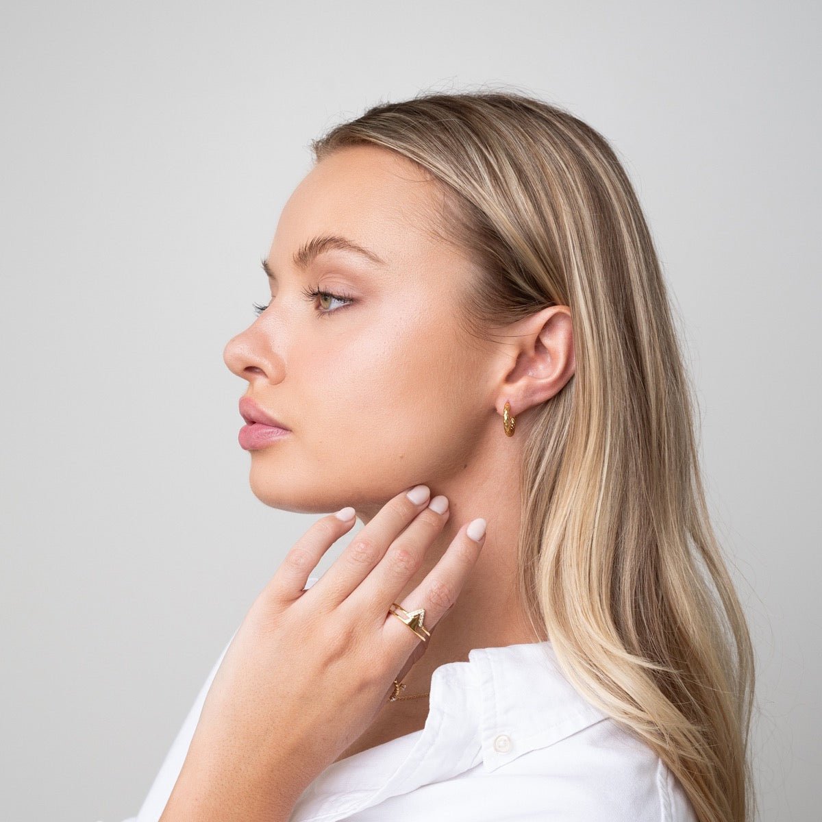 Textured Hoop Earrings Plated in 18K Gold