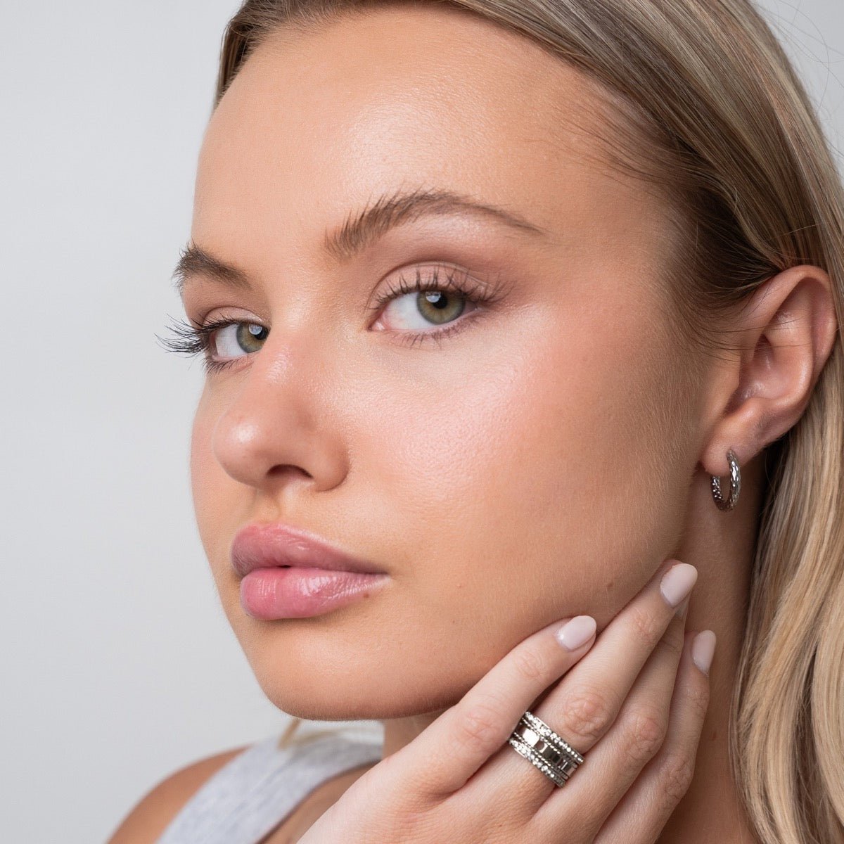 Textured Hoop Earrings - Silver