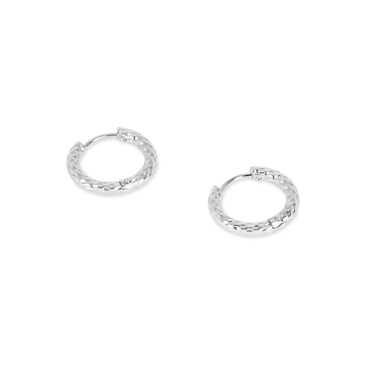 Textured Hoop Earrings - Silver