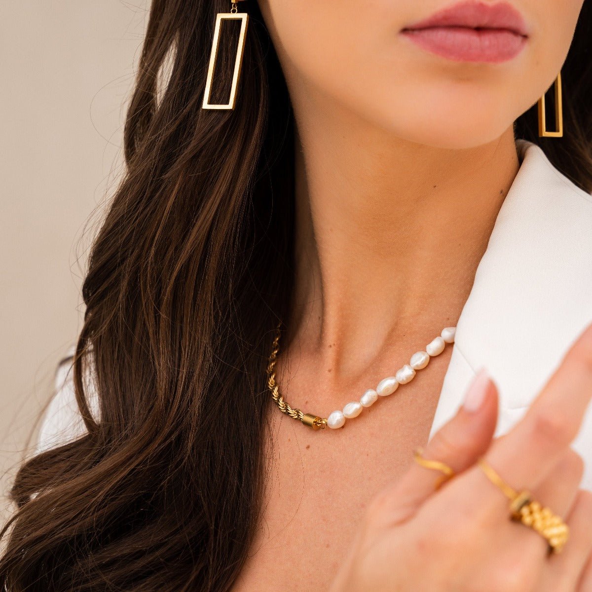 Diana Geometric Rectangular Earrings Plated in 18K Gold