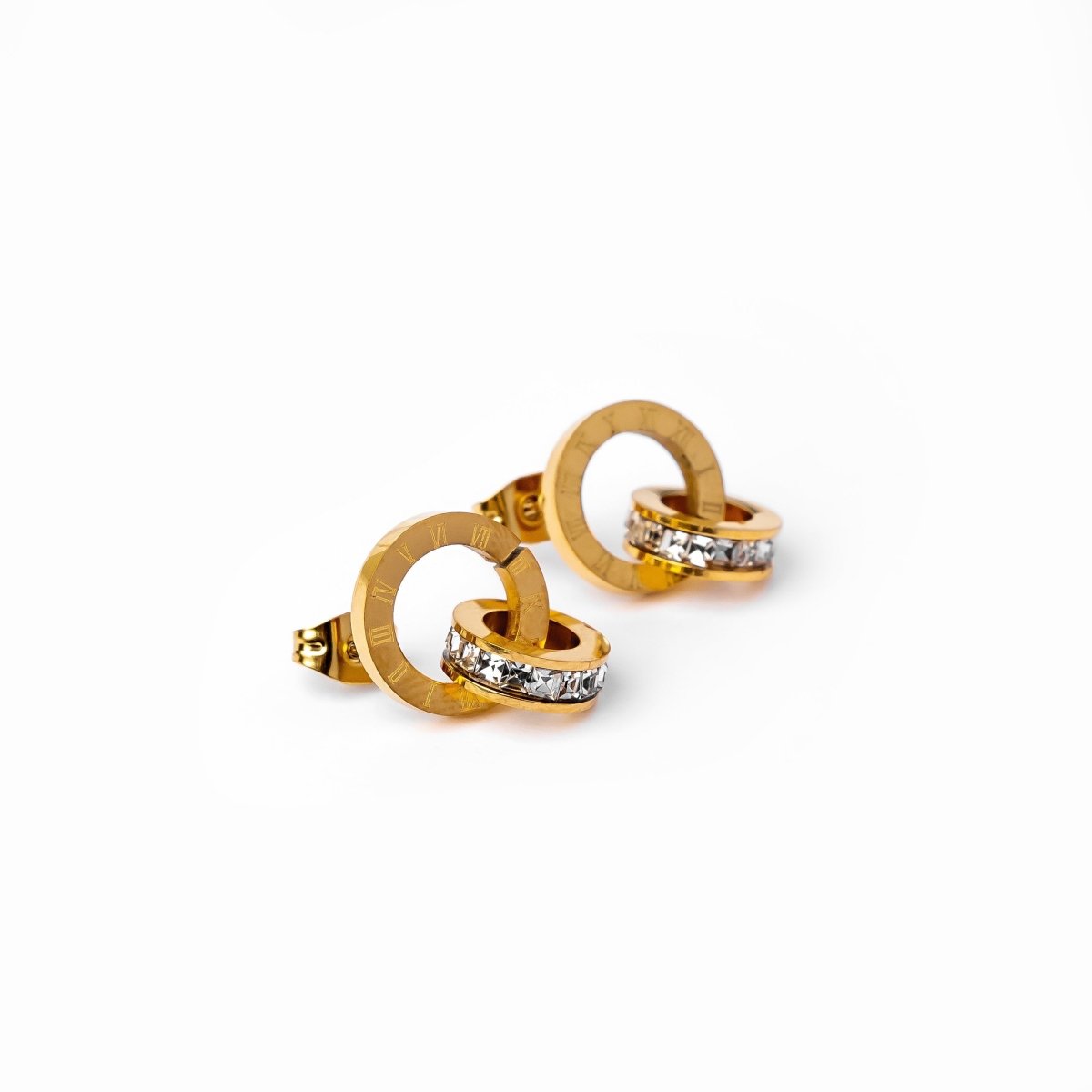 Imperial Earrings with Cubic Zirconia Stone, 18K Gold Plated