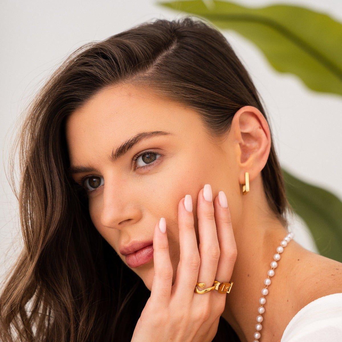 Leonor Square Hoop Earrings, 18K Gold Plated 