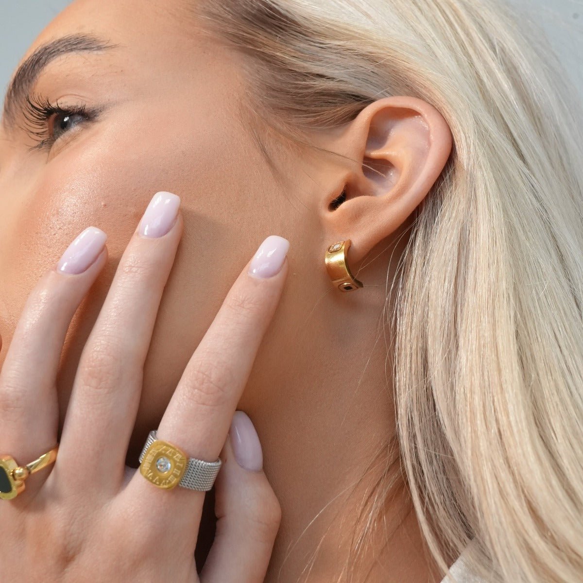 Square Charm Earrings Plated in 18k Gold