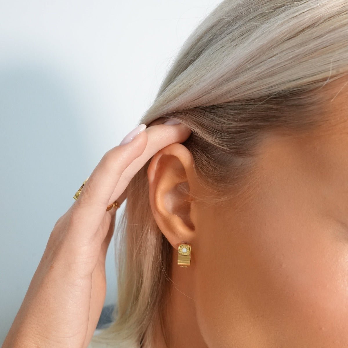 Square Charm Earrings Plated in 18k Gold