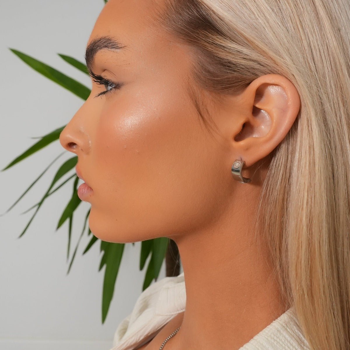 Square Charm Earrings - Silver