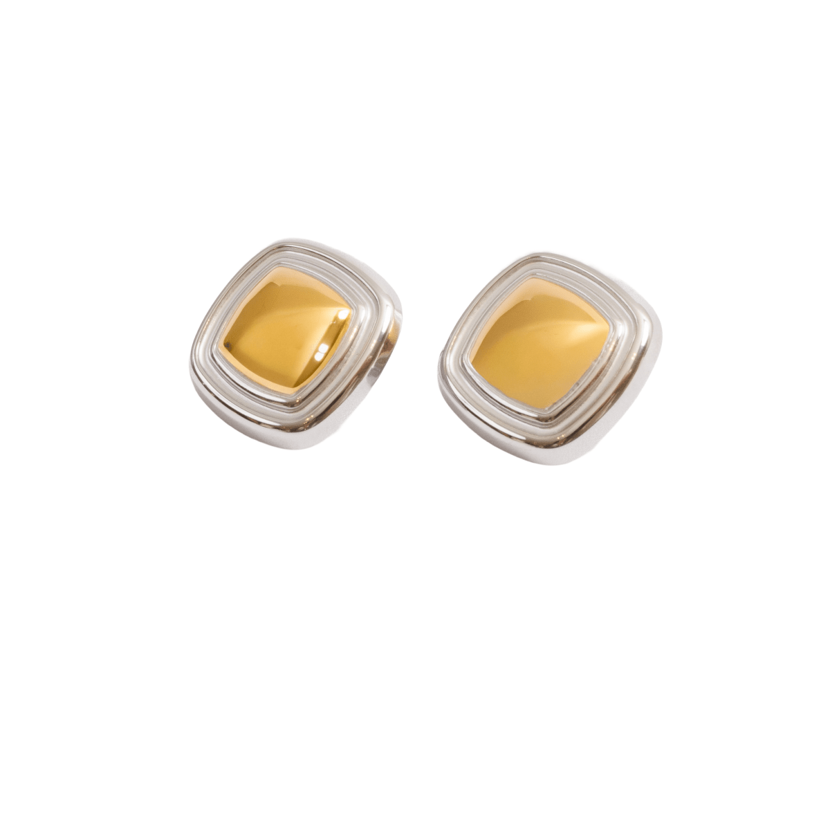 Lumière Square Earrings with a Mix of Gold and Silver Plating