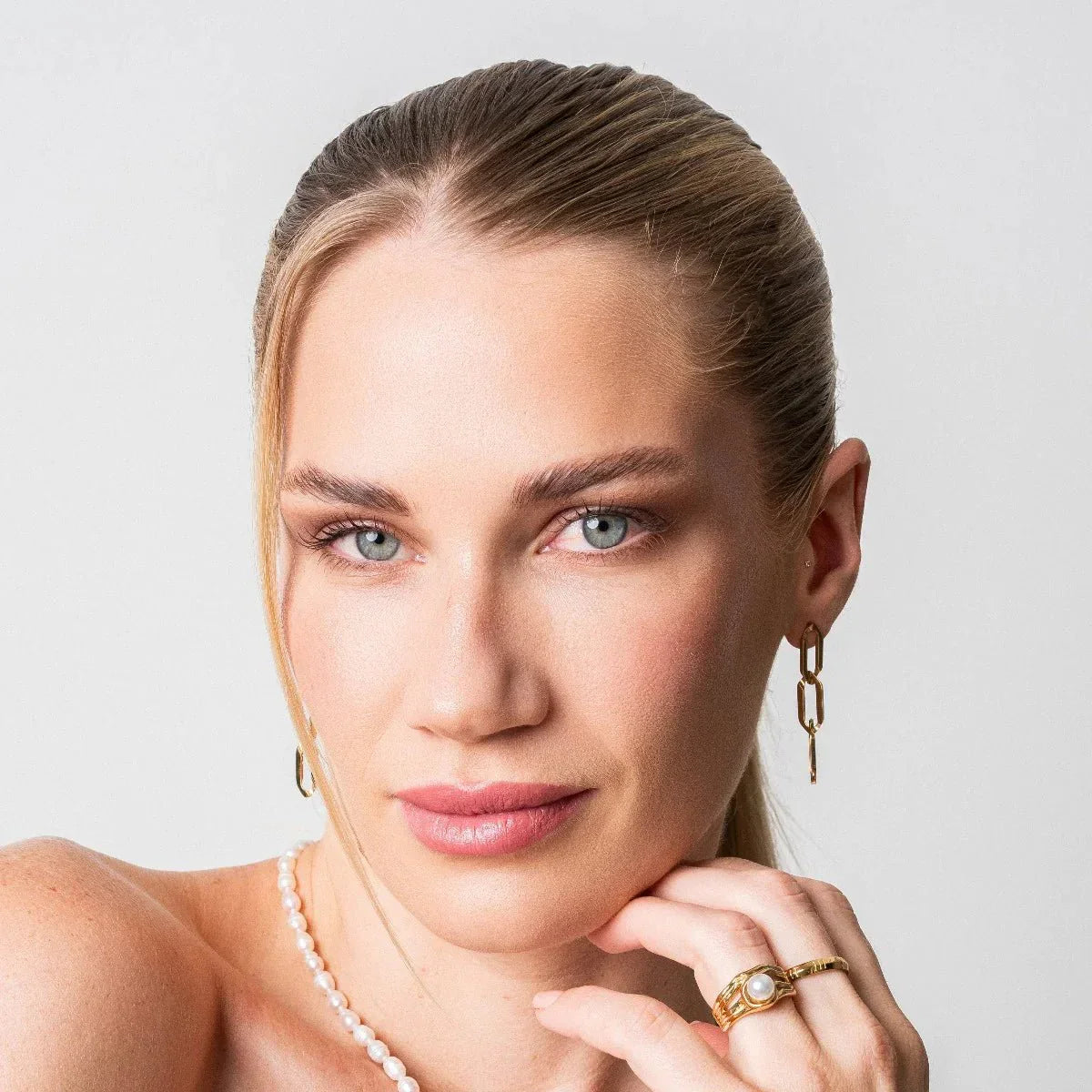 18k Gold Plated Link Dangle Earrings