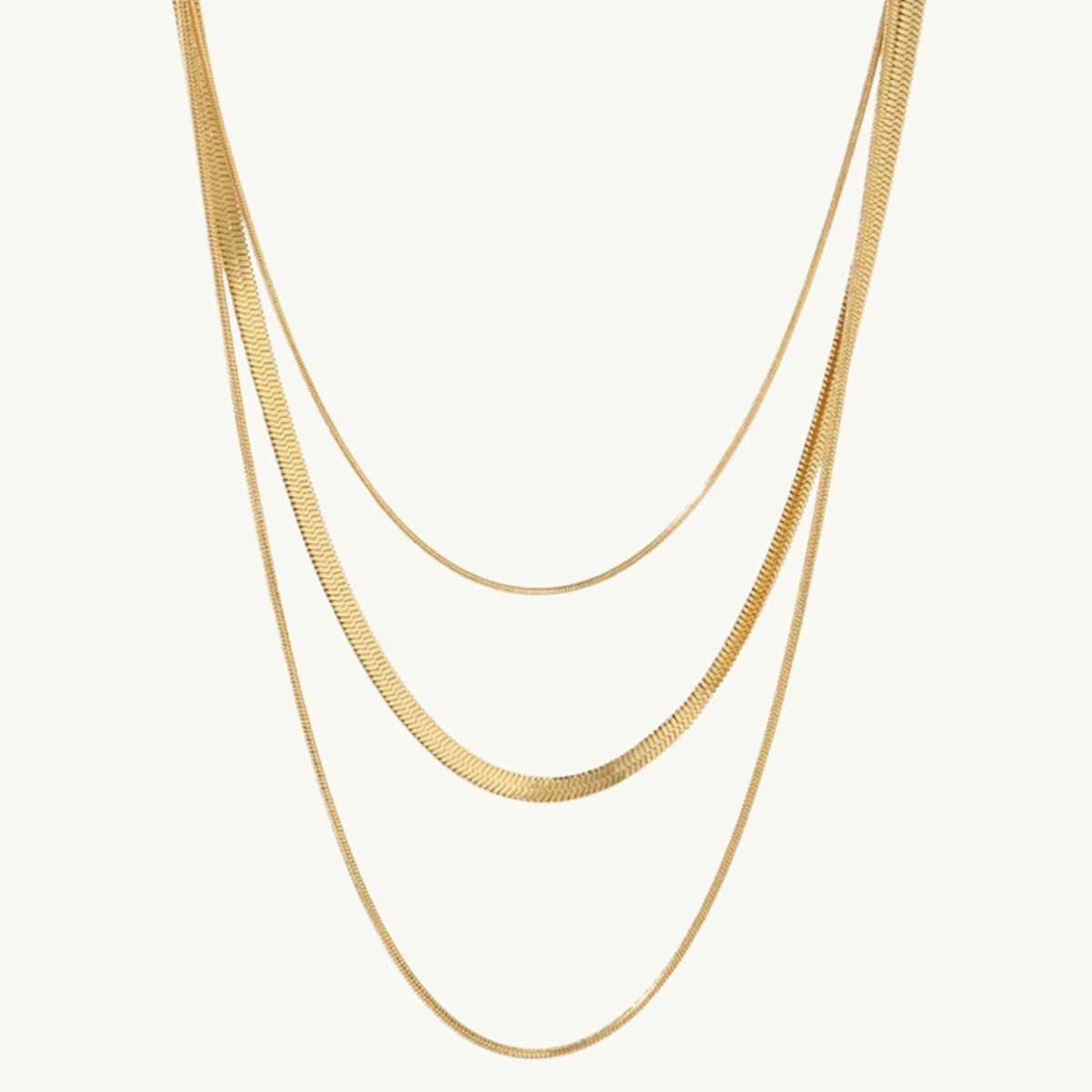 Celina Trio Layered Mesh Necklace Plated in 18K Gold